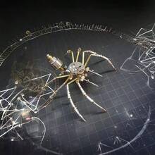 DIY机械朋克3D机械昆虫模型套件，手工工艺收藏品，家居装饰，创意高难度艺术品，适合作为生日、圣诞节、万圣节、情人节、复活节、返校节、丰收节礼物送给男友、家人（不含电池和胶水） - 彩色 - 查看 4