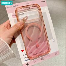 Koolife 1 件装浅粉色水波纹磁吸手机壳,PC+TPU 亮面防震保护套,兼容 MagSafe,适用于 Apple 17/17 Pro/17 Pro Max - 粉色 - 查看 3