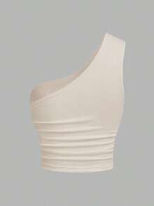 Blusa de un hombro de punto en tonos negro y beis para mujer - Multicolor - Ver 11