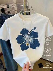 Made In Mexico, Spring/Summer 2026 Fashion Short Sleeve T-Shirt, Cartoon Print, Couple Style, Underwear/Outerwear, Casual Crew Neck For Office, Unisex One Piece Top - Vintage Street Style Unisex Cotton Short Sleeve Crew Neck T-Shirt - 白色的 - 查看 6