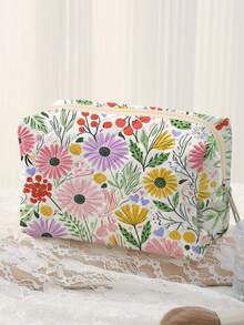 One Versatile Pouch-Serving As A Makeup Bag, Toiletry Kit, Or Organizer-Featuring A Large-Capacity, Foldable Design That Makes It Highly Portable For Travel. Adorned With A Stylish Floral Print, It Effortlessly Stores Cosmetics And Skincare Products - Multicolor - View 3