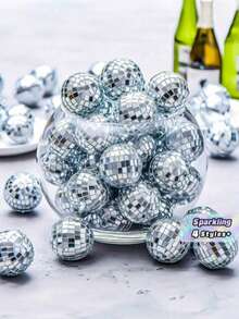 1-Pack Mini Disco Balls - 70s Retro Silver Reflective Ornaments For Aesthetic Room Decor, Wedding, Party, Christmas Holiday Decoration Bedroom Decor Home Decor Wall Decor - Clear - View 2