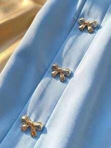 Top sin mangas para mujer con cuello redondo, cintura ceñida y lazo metálico - Azul - Ver 5