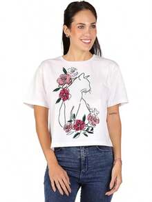 Additive Women's T-Shirts Printed Cats, Fashionable Short Sleeve Blouses, Comfortable And Casual With Crisp And Durable Colors. - 黑色 - 查看 1