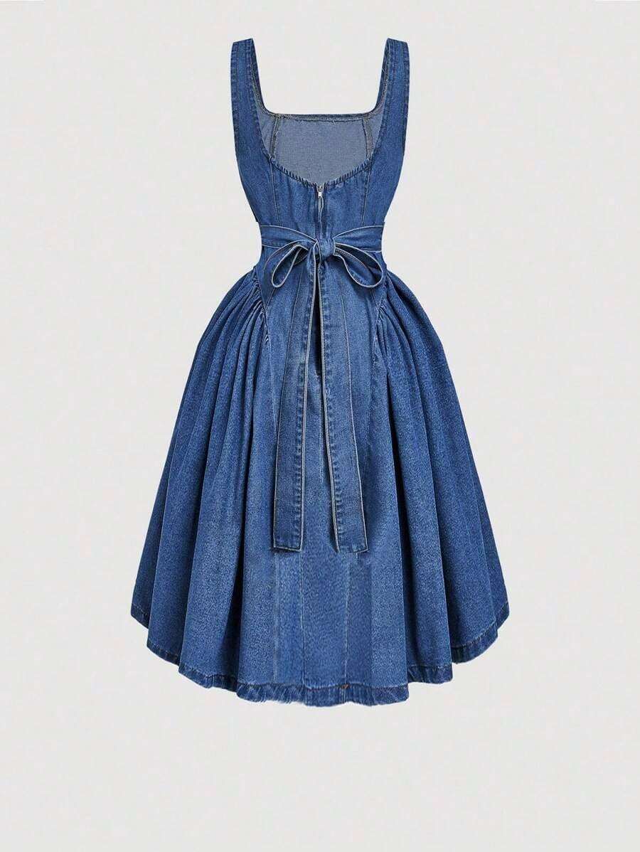 Vestido Casual de Mezclilla sin Mangas para Mujer MOD, Verano - Azul 2 - Ver 1