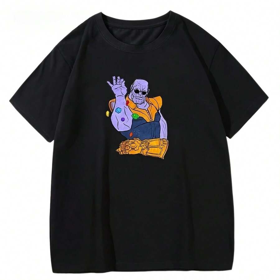 's Thanos T-Shirt For Men And Women, Infinity Gauntlets In Black And White, Short-Sleeved Cotton Thanos Top From 's Avengers Heroes - 款式 - 查看 1