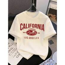 Camiseta corta con diseño gráfico 'California' inspirada en Y2K para mujer - Ajuste ceñido, manga corta, mezcla de poliéster elástico, blanco con letras azules, ideal para el verano y la ropa casual, camiseta de moda para el verano  Moda Y2K  Elasticidad - blanco3 - Ver 6