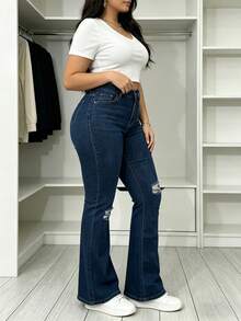 Pantalones De Mezclilla Mujer Jeans Pantalon De Mezclilla Dama Pantalones Olgados Para Mujer Lavado Desgastado Casual - Pantalones vaqueros 2057-1 - Ver 2