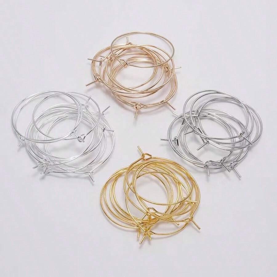 20个/包 不锈钢圈形耳环，大号圆形耳环，适合DIY耳环首饰制作材料 - 九字耳環圈 - 查看 1