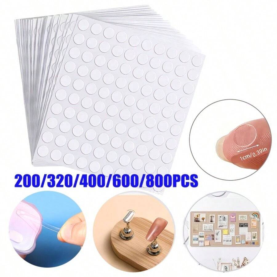 200/400/800 miếng chấm dính hai mặt trong suốt, chấm dính trong suốt có thể tháo rời, chấm dính áp phích, dùng để trang trí bóng bay, giấy, thủy tinh. - trắng - Xem 1