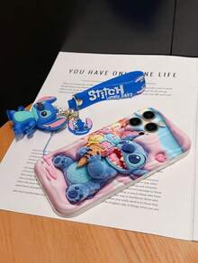 Disney Lilo And Stitch Phone Case : 3D Fluffy Pattern Border Protector Phone Soft Phone Case With A Free Cute Stitch Bracelet Chain Lanyard, Stitch, Lilo, Angel, For Apple 17 Promax 17 Pro 16 15 14 13 12 11 Pro Max XS Max X XR Soft Cover Summer Phone Case - trắng - Xem 6