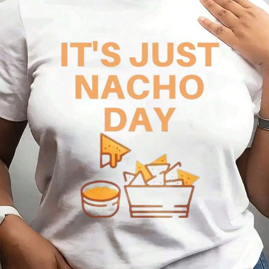 Camiseta Moderna Minimalista para el Día de la Madre, Cuello Redondo, Casual y a la Moda para Mujer, Manga Corta - 6casual everyday - Blanco - Ver 1