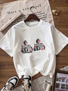Grunge And Urban Style Short Sleeve T-Shirt, Fashionable Short Sleeve T-Shirt For Spring And Summer 2026, Made In Mexico, 180 Grams. Cartoon Print, Couple Design, Suitable For Indoor Or Outdoor Wear. Crew Neck, Unisex, Ideal For Office And Leisure. One-Piece Pack. - WH-P631577SLNDXZGY515 - 查看 3