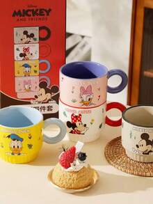 Bộ cốc sứ xếp chồng 330ml hình gia đình Mickey và Minnie của Disney, cốc cà phê/nước chịu nhiệt tráng men dưới lớp men, bộ quà tặng lễ hội cho gia đình. - Nhiều màu - Xem 4