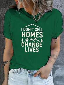 Camiseta casual de manga corta y cuello redondo para mujer 2026, muy adecuada para el verano y la primavera. - Verde - Ver 7