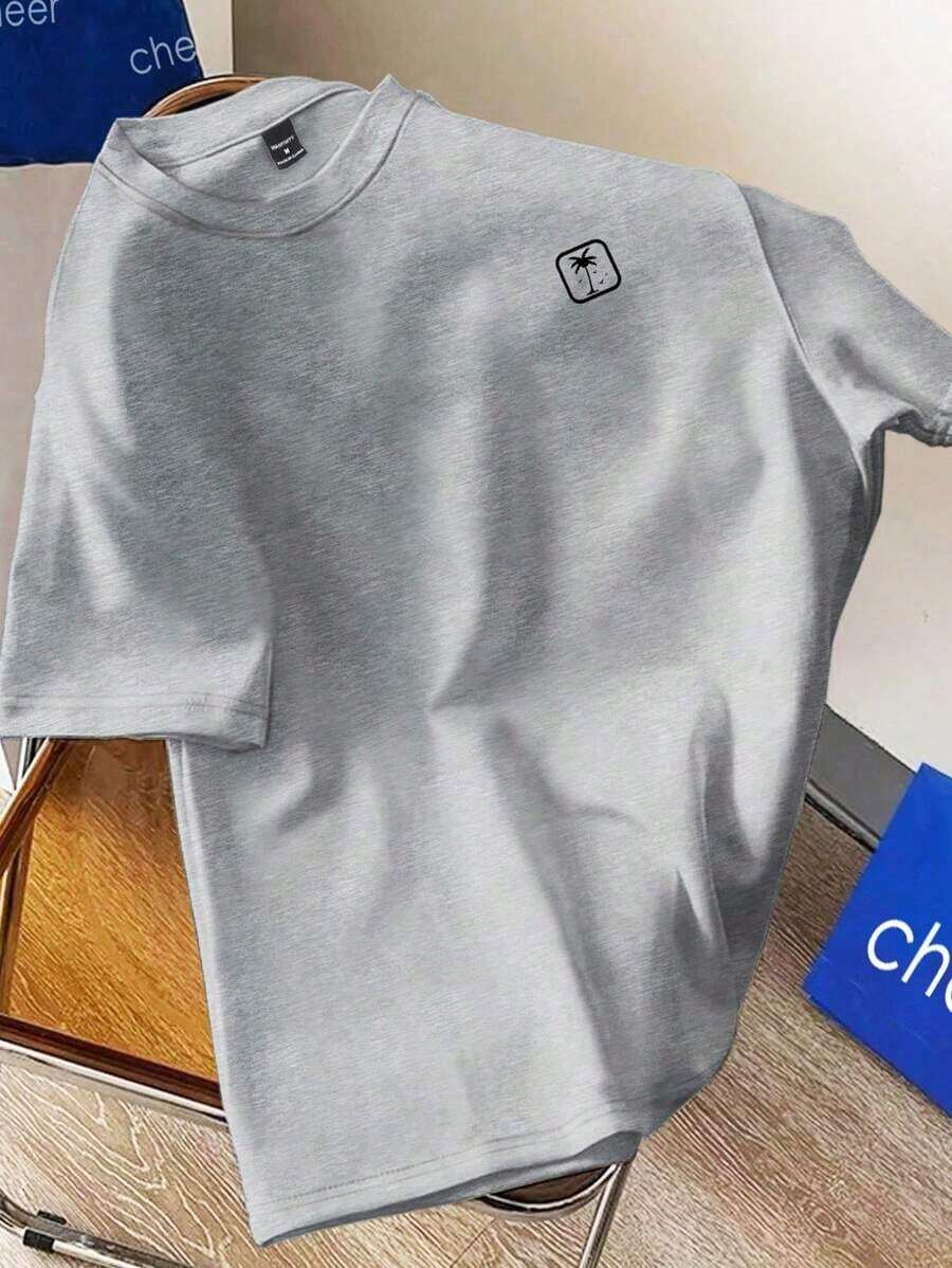 Men's Casual Short Sleeve Crew Neck Summer Print T-Shirt, Summer Streetwear Tee, Drop Shoulder Tee, Gifts For Boyfriend, Back To School, Graphic Tees HS3S - 灰色的 - 查看 1