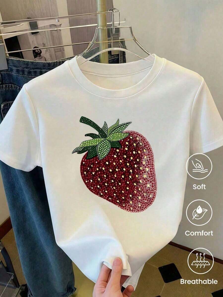 Soft Camiseta de manga corta de moda para primavera y verano de , hecha en México, 200 gramos. Estampado de dibujos animados, modelo de pareja, apta para uso interior o exterior. Cuello redondo, unisex, ideal para oficina y ocio. Paquete de una pieza. blusas elegantes para damas - Blanco - Ver 1