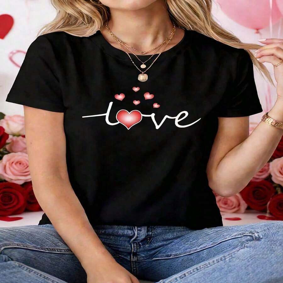 Women's T-Shirt | "I Love Brazil" Graphic Print, Yellow And Green, Casual Round Neck T-Shirt For Spring/Summer, Medium Stretch Fabric, Ideal For Daily Wear, Shopping, Parties And Commuting. - 黃色 - 查看 1