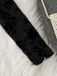 Body de manga larga con hombros transparentes y estampado de leopardo para mujer - Negro - Ver 6