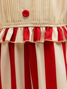 Boys Carnival Easter Halloween Party Striped Clown Jumpsuit Costume - Red - View 8