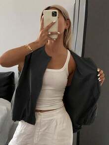 Nuevo chaleco sin mangas suelto y casual de verano, estilo casual de negocios para mujeres - Negro - Ver 5