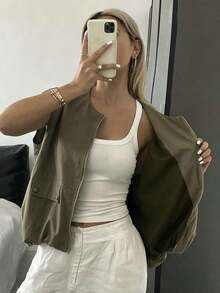 Nuevo chaleco sin mangas suelto y casual de verano, estilo casual de negocios para mujeres - Verde militar - Ver 5