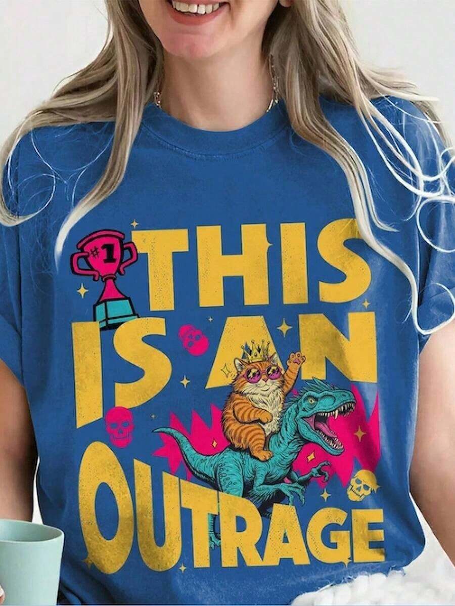 Unique Piece, Literary Design Of Donu Mongo, Princess Donut And Mongo, Fantasy Book Reader, Geek Cat Lover, Intense Colors, Multiple Color Options, Casual Summer T-Shirt For Women, Vacation Style, Book-Themed T-Shirt, Fun Print, Music Festival, Easter, Teacher's Day. - 多色 1 - 查看 1