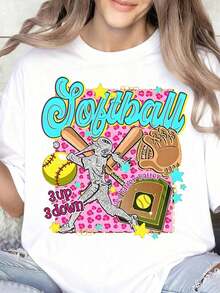 Women's And Girls' Batting Design Softball Jersey, Softball Sportswear, Gift For Softball Players And Fans, Summer Outfit For Softball Events - 白色 - 查看 6