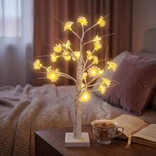 Autumn Daisy Flower Tree Lamp, Waterproof LED White Birch Tree Lamp With Romantic Warm Ambient Light, Ideal Gift For Garden, Patio, Home Decor, Thanksgiving, Halloween, Autumn Wedding - Daisy Tree Light - View 3