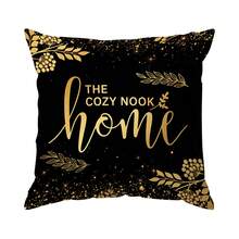 4pcs/Set Black & Gold Marble Pattern Text Design Pillow Cover, Single-Sided Printed Cushion Cover, Suitable For Living Room, Bedroom, Home Decor, All Seasons - Multicolor - View 15