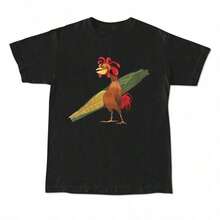 Chicken Joe T-Shirt, Unisex Beach And Surf T-Shirt, Back Print, Classic Casual Cotton, Gift For Her, Gift For Him, Gift For A Friend, Men's Clothing DBT9 - 黑色 - 查看 1