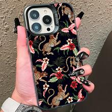 wilde Leoparden dünne Schutzhülle designt für iPhone16/16 plus/15 Pro/11 Pro/17/Air/13 Pro Max/11/16 pro/15 Pro Max/14/13,  Galaxy S22 Ultra 5G/ 15 pro/ 14 Pro, matte Oberfläche Leopardenmuster braune Leoparden Y2K Millennium-Stil Leoparden Y2K. - Silber - Übersicht 5