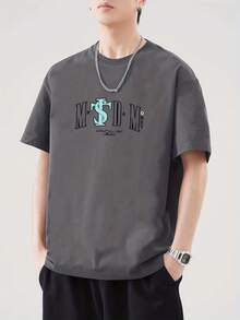 Nueva camiseta de manga corta para mujer de 180 g,% algodón - Camiseta casual versátil con estampado de verano para hombre - Camiseta con estampado de verano para parejas - Unisex - Regalo para vacaciones - Gris Oscuro - Ver 2