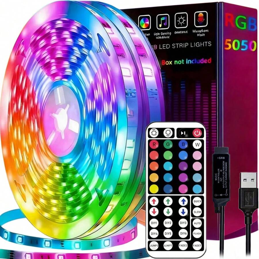 1 buah Lampu Strip LED Fleksibel dengan Kontrol Jarak Jauh 44 Tombol, Lampu LED Ruangan, Dekorasi Rumah, Lampu Suasana Kamar Tidur, Efek Pencahayaan Modern, Cocok untuk Kamar Tidur, Ruang Tamu, Dekorasi Rumah, Pencahayaan Pesta, Warna dan Mode yang Dapat Diatur - Strip Lampu - View 1