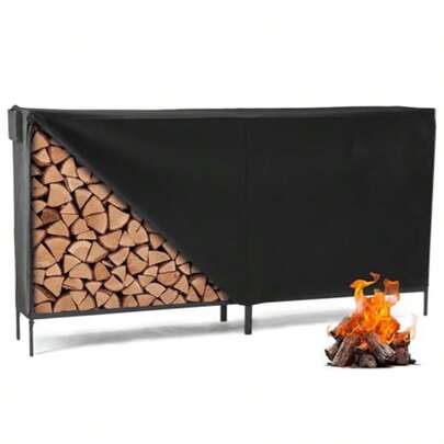 Firewood Rack 8ft, Heavy Duty Metal Frame With 600D Oxford Weather Resistant Cover, Indoor Outdoor Freestanding Firewood Storage Holder For Backyard Patio Home