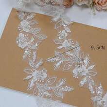 1 Yard Heavily Beaded & Sequined Lace Trim, Mesh Fabric For DIY Wedding Dress Decoration - Lace - View 2