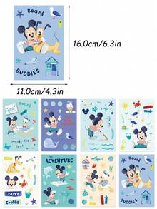 Disney | 8Sheets Mickey Mouse Ocean Adventure Stickers, Cute Cartoon Travel Themed Decals, Waterproof Decorative Stickers For Luggage, Laptop, Skateboard, Water Bottle, DIY Scrapbooking, Planner Accessories, Birthday Gift, School Reward, Party Decoration - 1 Set - View 5