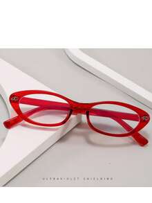 1 Pair Oval Fashion Decorative Women's Glasses - Red - View 9