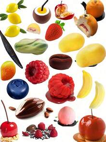1pc Large Raspberry Silicone Mold - Pistachio/Mango/Blueberry/Raspberry/Vanilla Striped Fruit Realistic Mousse Cake Mold, Highly Realistic Texture Suitable For Mousse Cakes, Valentine's Day Chocolates, Candies, Ice Creams, Fruit-Shaped Desserts, Handmade Soaps, Gypsum, Resin Crafts - Multicolor - View 5