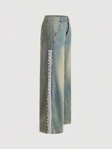Jeans casuales de diseño sencillo con bolsillos delanteros y botones para mujer, para uso diario - Azul - Ver 6