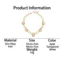 1pc Luxurious Hollow Sparkling Delicate Lucky White Clover Pendant Multilayer Necklace For Women - White - View 5