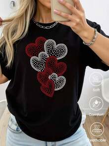 180g Made In Mexico, Spring/Summer 2026 Fashion Short Sleeve T-Shirt, Cartoon Print, Couple Style, Underwear/Outerwear, Casual Round Neck For Office, Unisex One Piece Top - 黑色 - 查看 1
