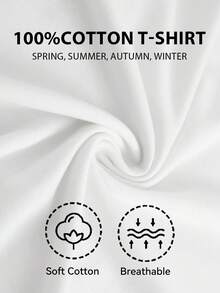 Women's Cotton Crew Neck T-Shirt - Front Print, Slogan Print, Short Sleeves, Casual Top, Suitable For Spring And Summer, Vacation, Everyday Wear, And Farm Wear. Women's Clothing, Local Delivery. PRSN - 白色 - 查看 4