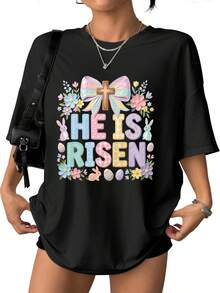 Men's And Women's Casual Cotton T-Shirts, New Spring/Summer Collection, With A Happy Easter And Jesus Resurrection Print, Soft And Comfortable Fabric, Casual And Versatile Style, Perfect For Summer Wear, Great As A Gift, Available In Local Stores. 951R - 白色 - 查看 11
