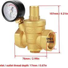 DN25 1 Inch Brass Water Pressure Reducing Valve 1'' Adjustable Pressure Regulator Valve Thread With Gauge - DN25 - View 3