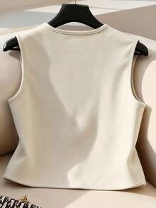 Chaqueta casual de mujer con flecos de gamuza, decoración de remaches, estilo bohemio, versátil para uso diario, vacaciones, trabajo, estilo francés elegante, sin mangas, beige, para principios de primavera/primavera y verano - Albaricoque - Ver 2