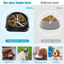 Slow Feeder Small Dog Puzzle Bowl Feeder - Anti-Slip Anti-Bloat Anti-Choking - CBlack - View 3