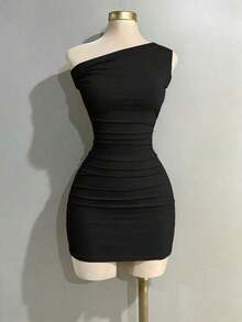 Nuevo vestido casual rosa de primavera/verano para mujer, de corte ceñido y cómodo, con estilo retro y sexy, versátil - Negro - Ver 2