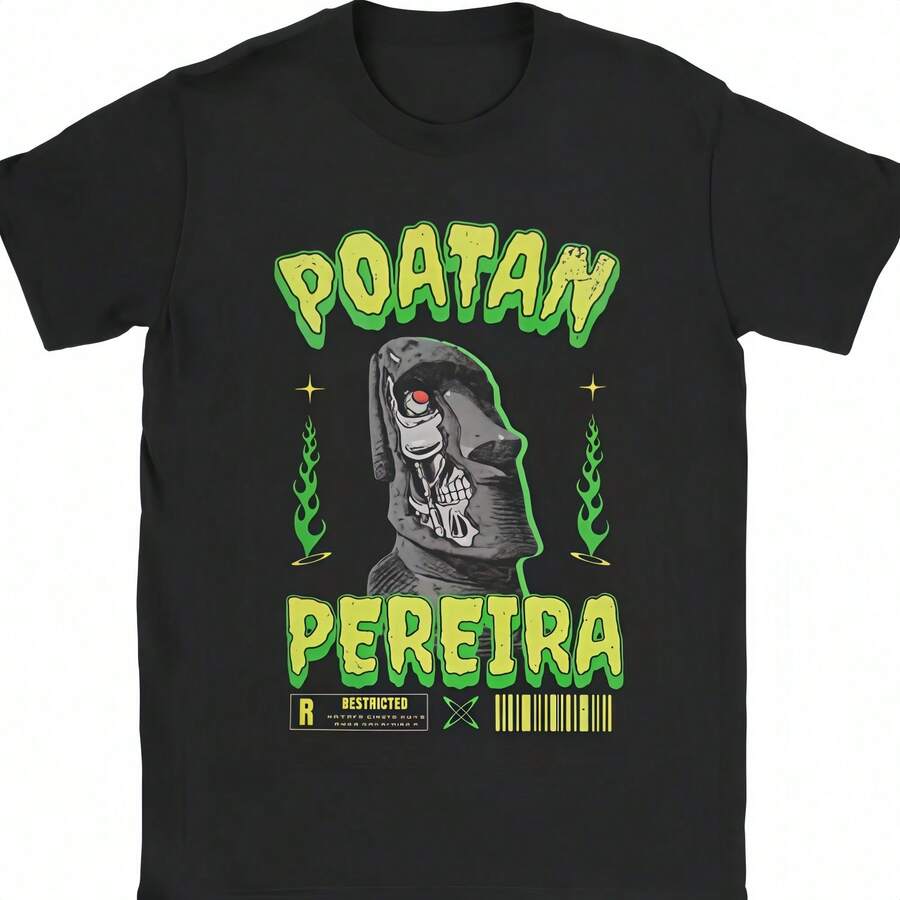 Camiseta Kickboxing Alex Poatan Pereira para hombres y mujeres, camisetas únicas de algodón, camisetas de manga corta con cuello redondo, camisetas gráficas - Negro - Ver 1