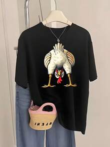 Camiseta de Manga Corta para Mujer 2025 - Diseños Divertidos con Letras y Estampados de Animales - Ideal para Ropa Casual y de Verano - Cuello Redondo Transpirable con Diseños Humorísticos y Creativos - Negro - Ver 6